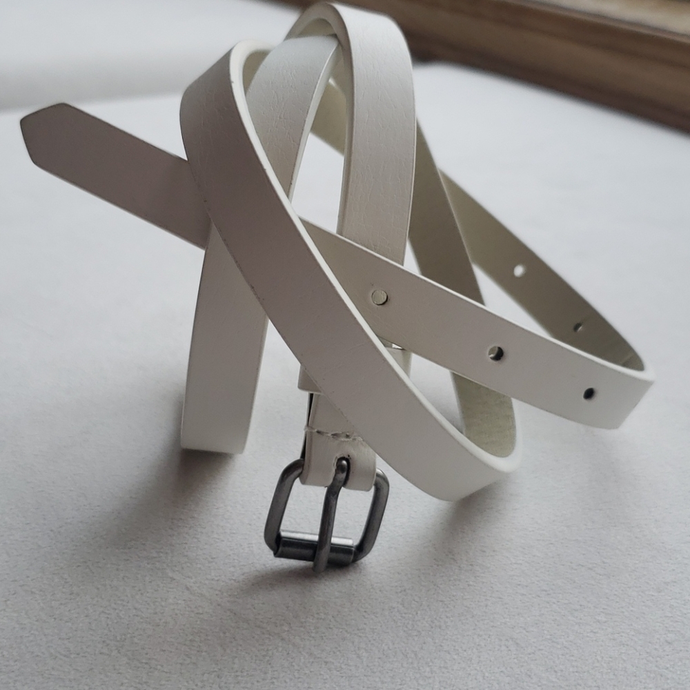 White faux leather belt #1